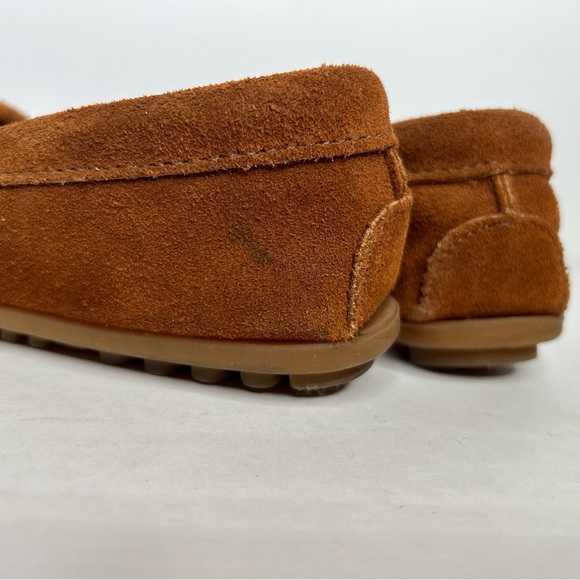 Minnetonka El Paso Moccasin Flat Southwestern Tapestry Soft Genuine Brown Suede - Picture 7 of 12